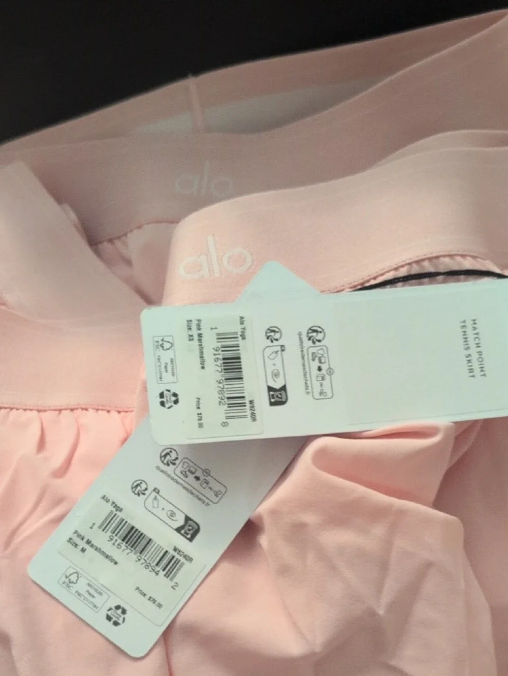 Alo Yoga Pink Marshmallow New Release Match Point Skirt Same Day Shipping